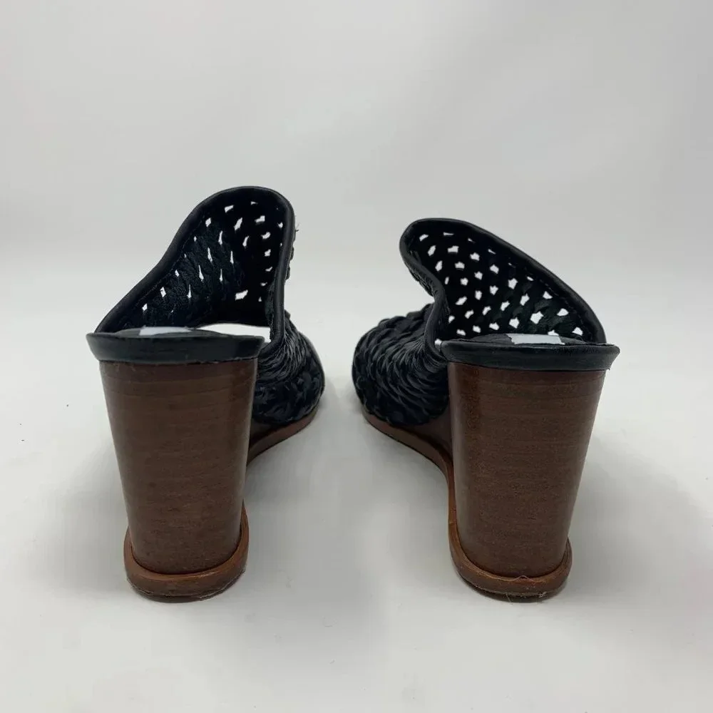 Matt Bernson Pia‎ Woven Leather Wedges in Black